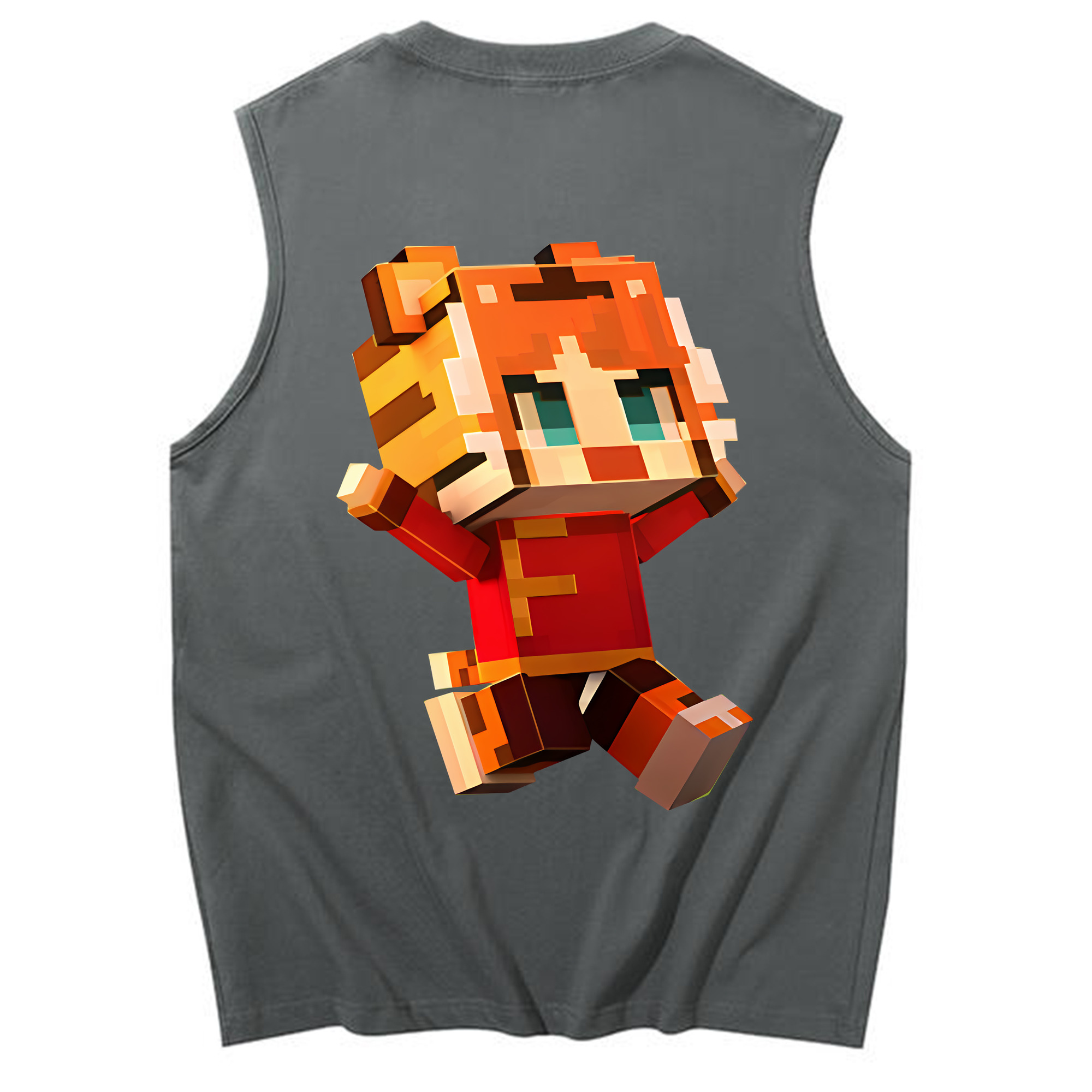 （画像用） マインクラフト ブロックの世界 Minecraft MC Block world コットン100％タンクトップ（背面プリント）